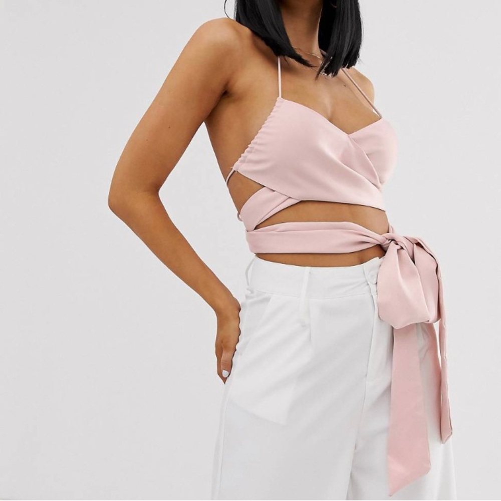 Lioness wrap front corset top in pink